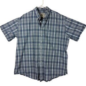 Panhandle Rough Stock Plaid Shirt XXL Blue Button Down Collar Business Casual